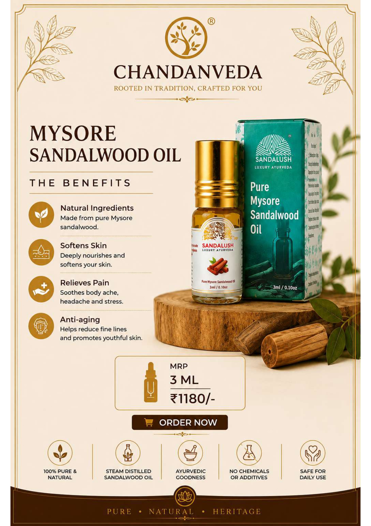 MYSORE SANDALWOOD OIL -3ML