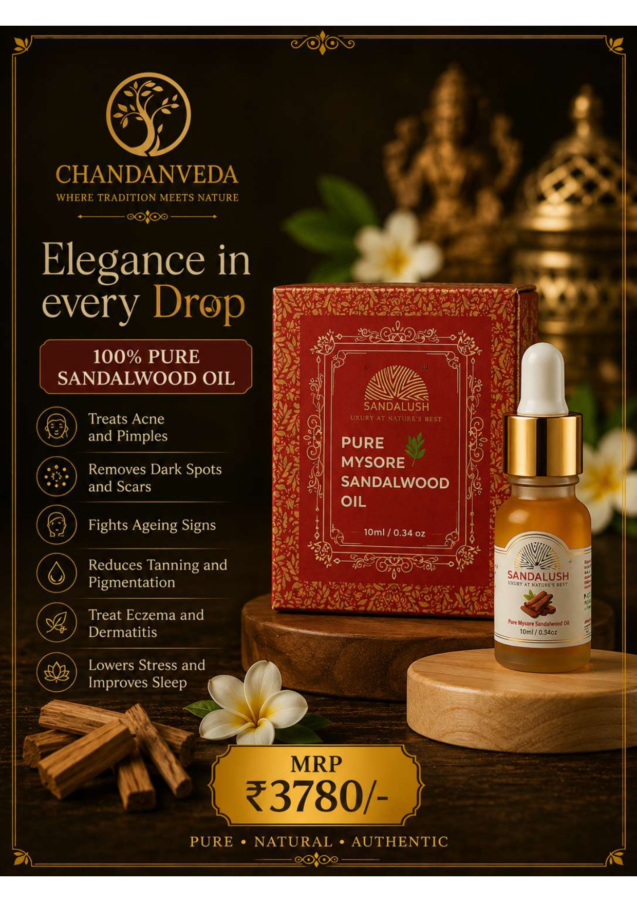 MYSORE SANDALWOOD OIL - 10 ML