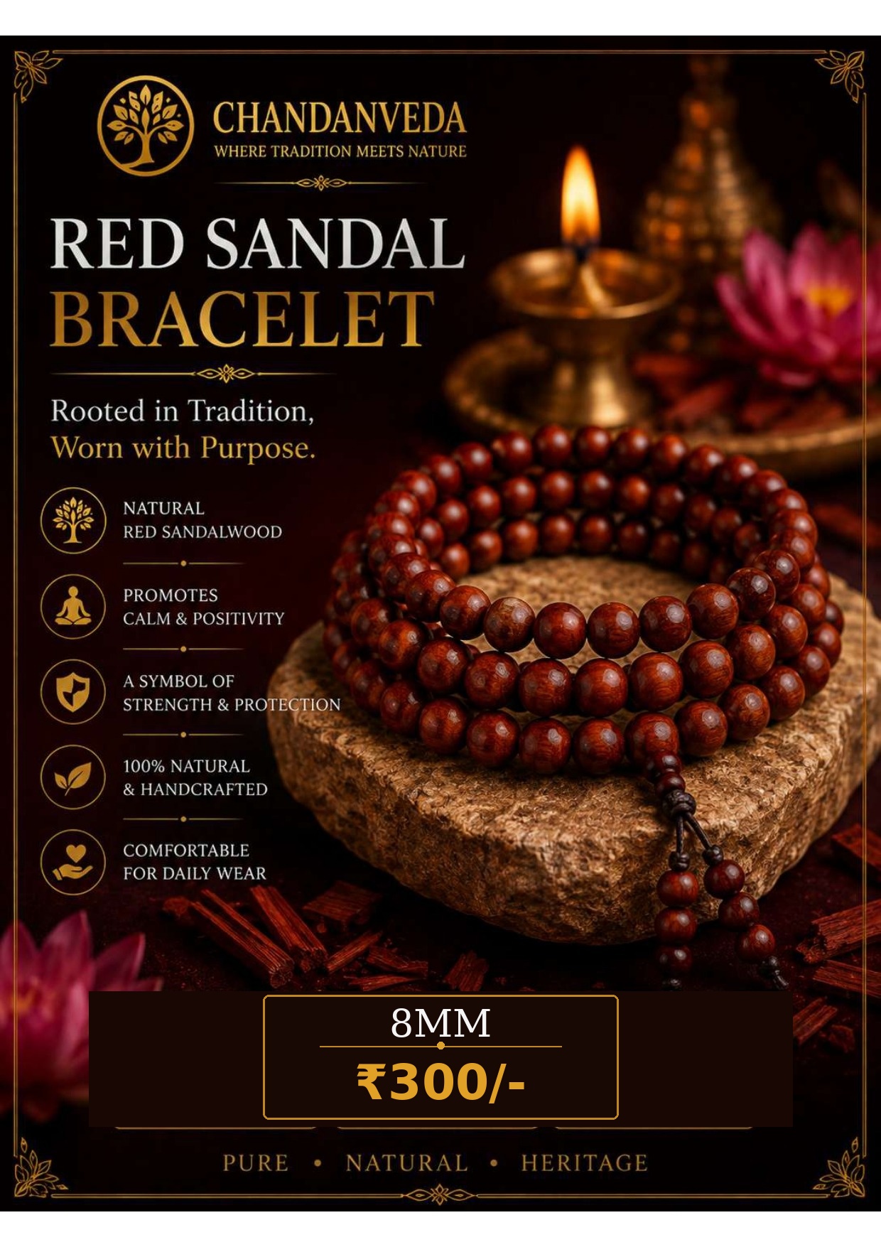 RED SANDAL BRACELET -8MM